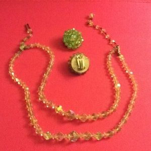 Vintage 1950-1960 Crystal Necklace with earrings